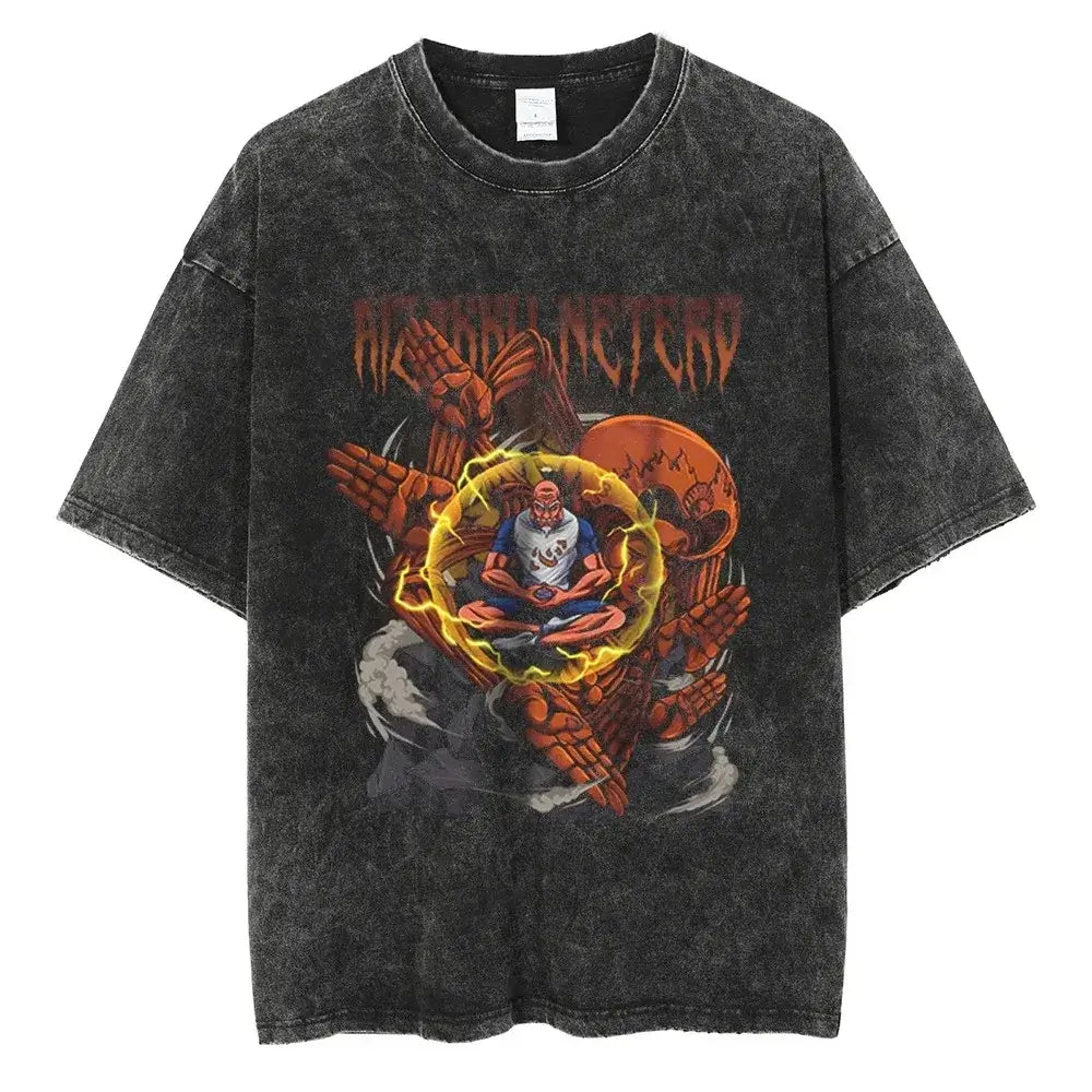 Hunter x Hunter Gon Freecss Print T-Shirt oversized Harajuku washed cotton anime tee men women