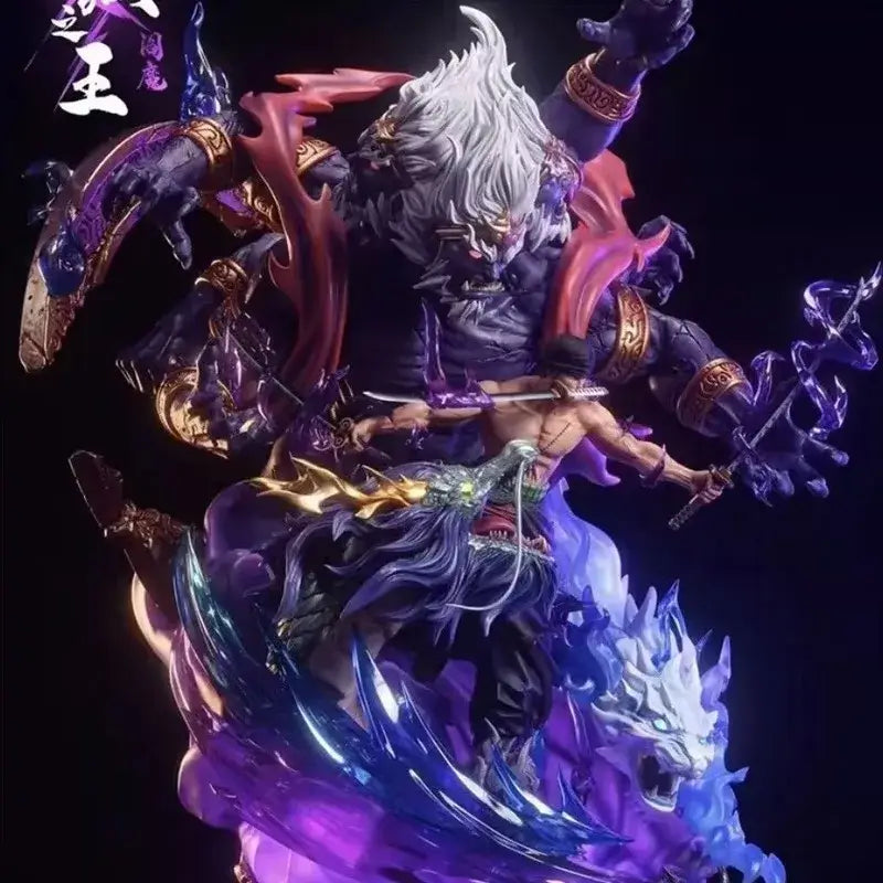 Roronoa Zoro Hell Form Action Figure displayed on anime shelf One Piece PVC collectible statue