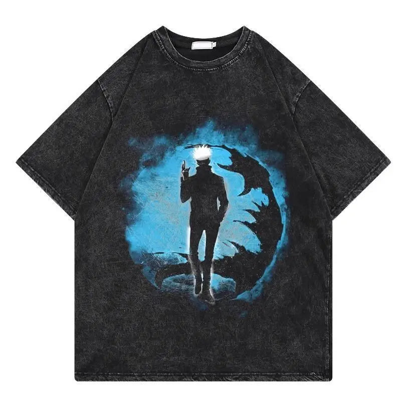 Jujutsu Kaisen Vintage Washed Cotton T-Shirt featuring bold graphic design and relaxed fit for anime fans.