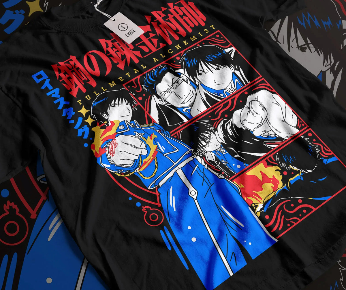 Fullmetal Alchemist Manga T-Shirt oversized cotton anime graphic tee with vintage washed finish short sleeves and relaxed streetwear silhouette