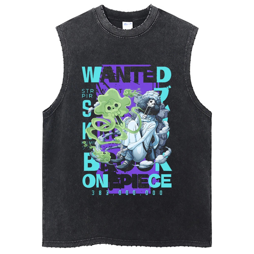 One Piece Vintage Washed Graphic Tank Top | Cotton Streetwear