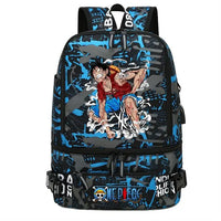 One Piece Anime Polyester School Travel Backpack featuring vibrant artwork and stylish design for teens.