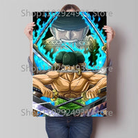 A colorful creative One Piece Luffy Zoro Poster printed on high-definition canvas, displayed as modern home wall art decoration.
