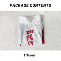 Namikaze Minato Cosplay Costume featuring full set with cloak and detailed design, perfect for fans and conventions.