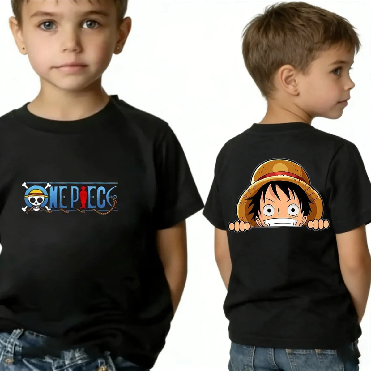 One Piece Kids T-Shirt Luffy Zoro Nami Chopper pure cotton short sleeve summer cartoon tee boys girls unisex sizes 100 to 160 CM birthday gift
