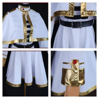 Frieren Cosplay Costume Set featuring dress, wig, elf ears, and earrings for anime enthusiasts.