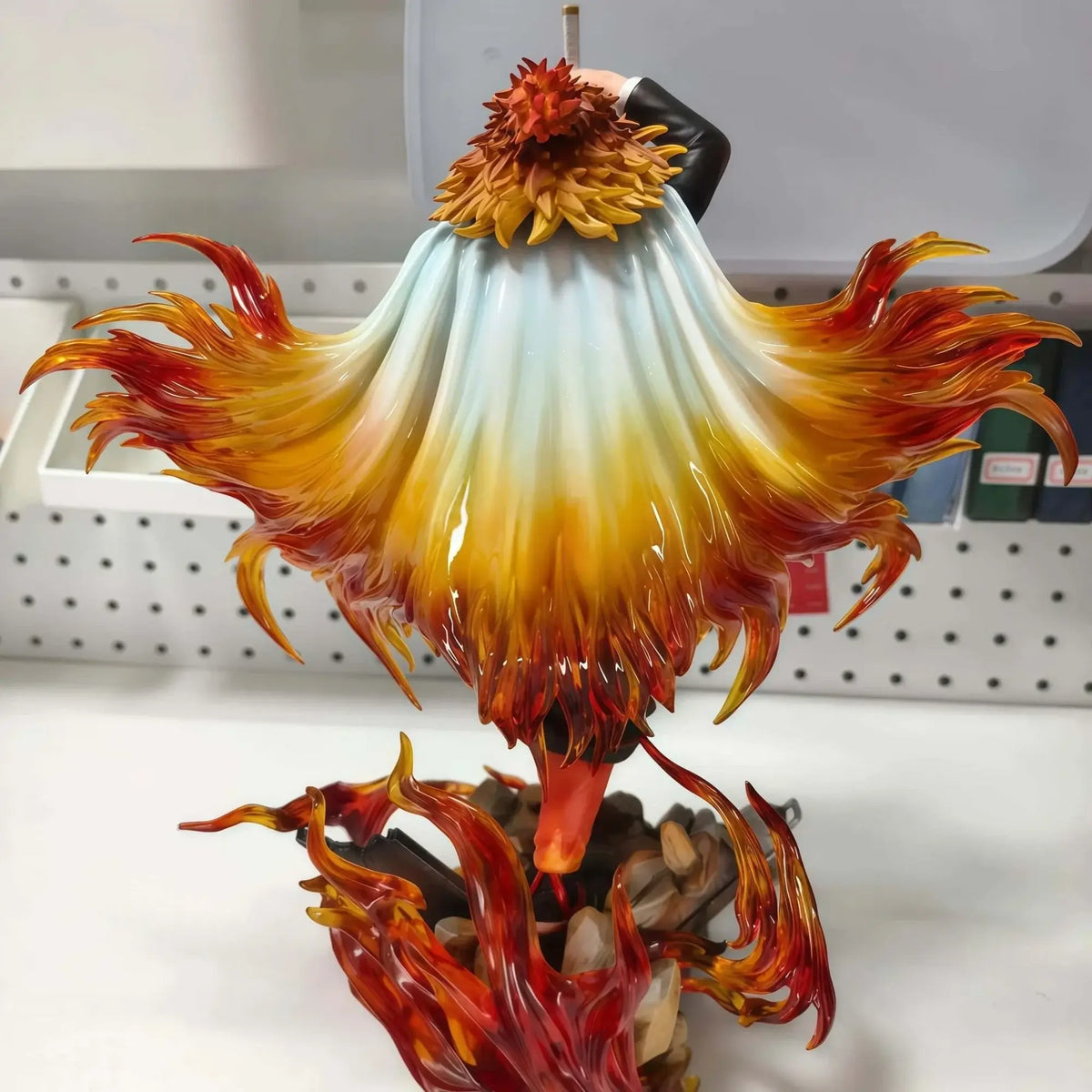 A highly detailed 30cm PVC Rengoku Kyoujurou Figure showcasing the Flame Hashira in a dynamic anime battle stance.