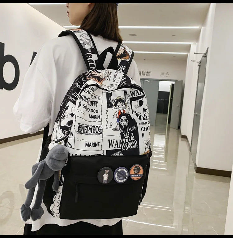 One Piece Luffy Anime Backpack school laptop travel bag men women bold print gift