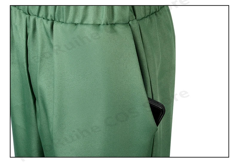 Urahara Kisuke BLEACH Cosplay Costume featuring a green top, pants, and hat, perfect for adult fans.