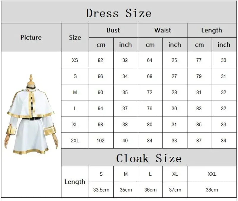 Frieren Cosplay Costume Set featuring dress, wig, elf ears, and earrings for anime enthusiasts.