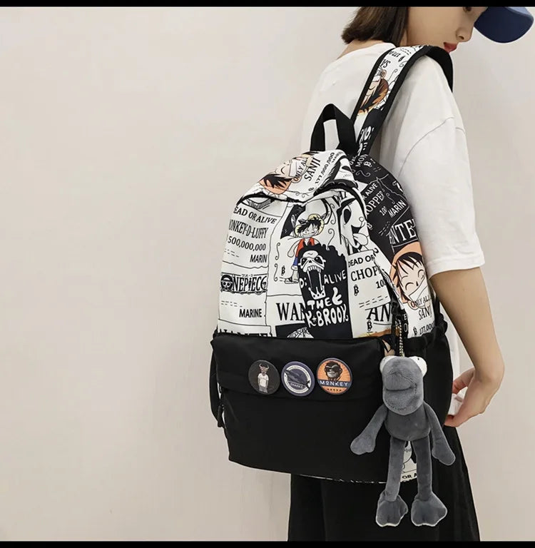 One Piece Luffy Anime Backpack school laptop travel bag men women bold print gift