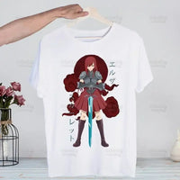 A hip hop style Fairy Tail T-shirt made of cotton featuring anime characters Natsu Dragneel and Lucy Heartfilia.