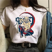 A Demon Slayer T Shirt for Women, a female Kimetsu No Yaiba graphic tee with a Nezuko and Tanjirou Kamado print.