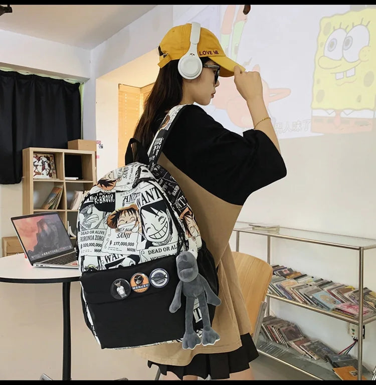 One Piece Luffy Anime Backpack school laptop travel bag men women bold print gift