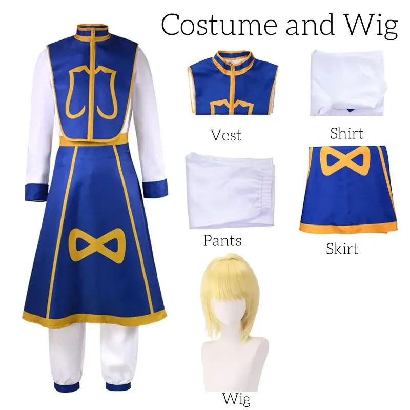 Kurapika Hunter x Hunter Cosplay Costume Full Set complete top pants vest wig chain Halloween