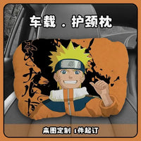 Naruto Uzumaki Plush Car Seat Neck Pillow installed on car seat headrest anime fan accessory