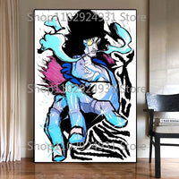 A colorful creative One Piece Luffy Zoro Poster printed on high-definition canvas, displayed as modern home wall art decoration.
