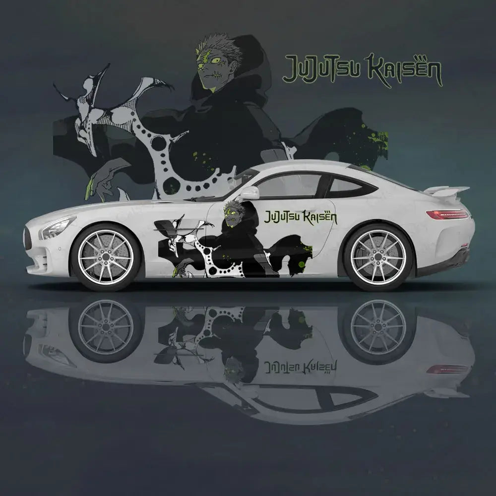 Close-up of Yuji Itadori Anime Car Decal Sticker 2pc PVC gloss finish anime detail quality
