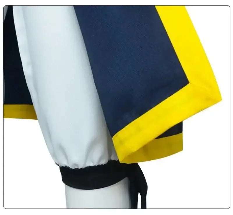 Close-up of Natsu Dragneel 100 Years Quest Cosplay Costume top pants wig scarf detail quality