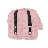 A 3-piece Demon Slayer Backpack Set featuring Tanjiro and Nezuko anime art, including a school bag, lunch box, and pencil case for elementary students.