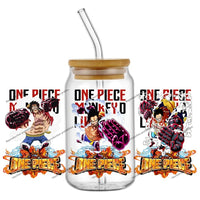 A collection of the newest 31 designs of popular One Piece UV DTF Stickers for a 16oz glass cup.