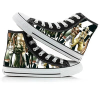 One Piece Anime Canvas Shoes Luffy Zoro hand-painted high top sneakers boys girls casual