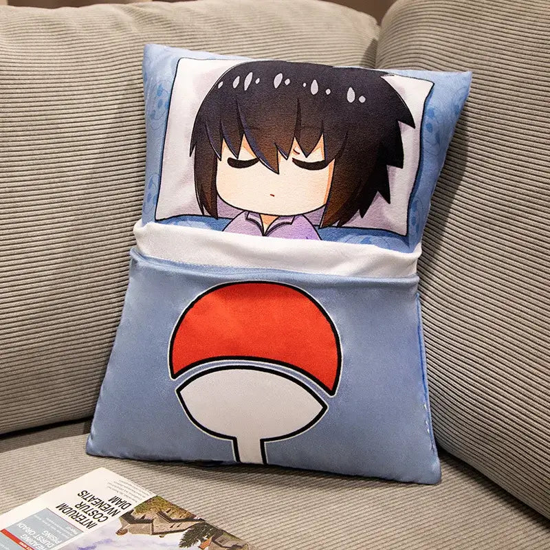 A cute Naruto Anime Plush Pillow featuring a stylized, huggable Kakashi and Naruto cartoon design, perfect for home decor and kids.