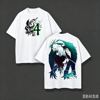 Sosuke Aizen BLEACH Double-Sided T-Shirt featuring unique artwork on both sides and oversized fit in white cotton.