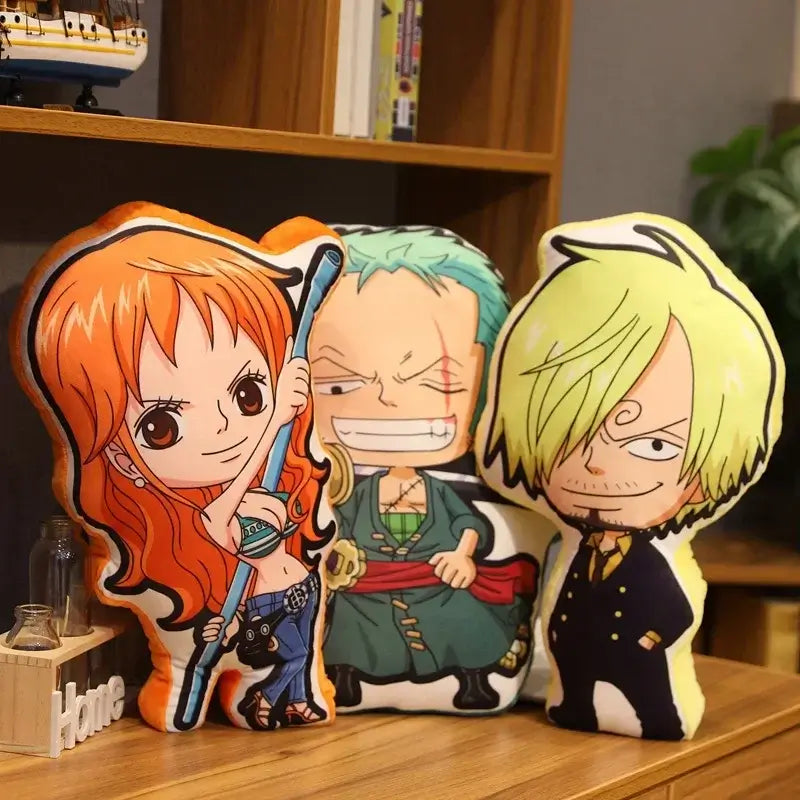 One Piece Kawaii Pillow Doll anime plush cushion featuring Luffy Zoro Sanji Chopper and Usopp soft stuffed toy gift