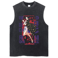 One Piece Vintage Washed Graphic Tank Top | Cotton Streetwear