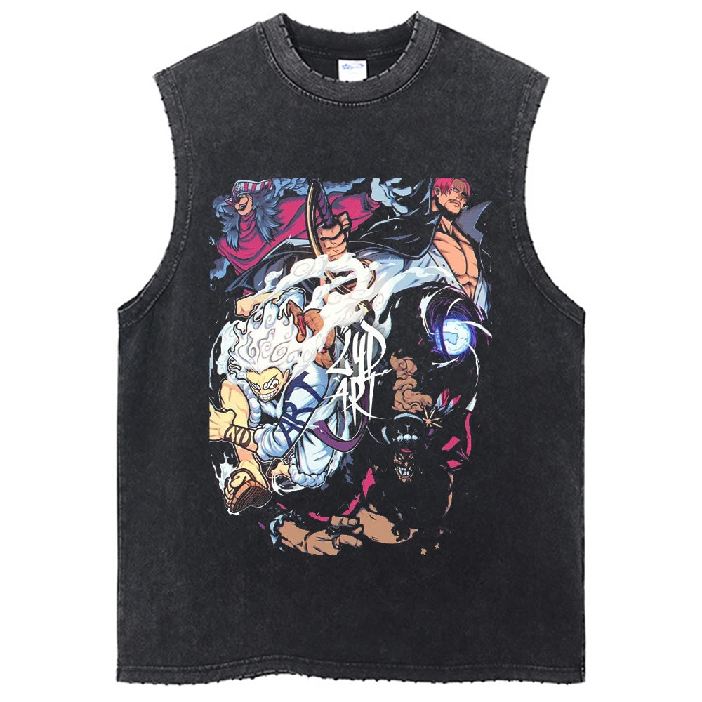 One Piece Vintage Washed Graphic Tank Top | Cotton Streetwear