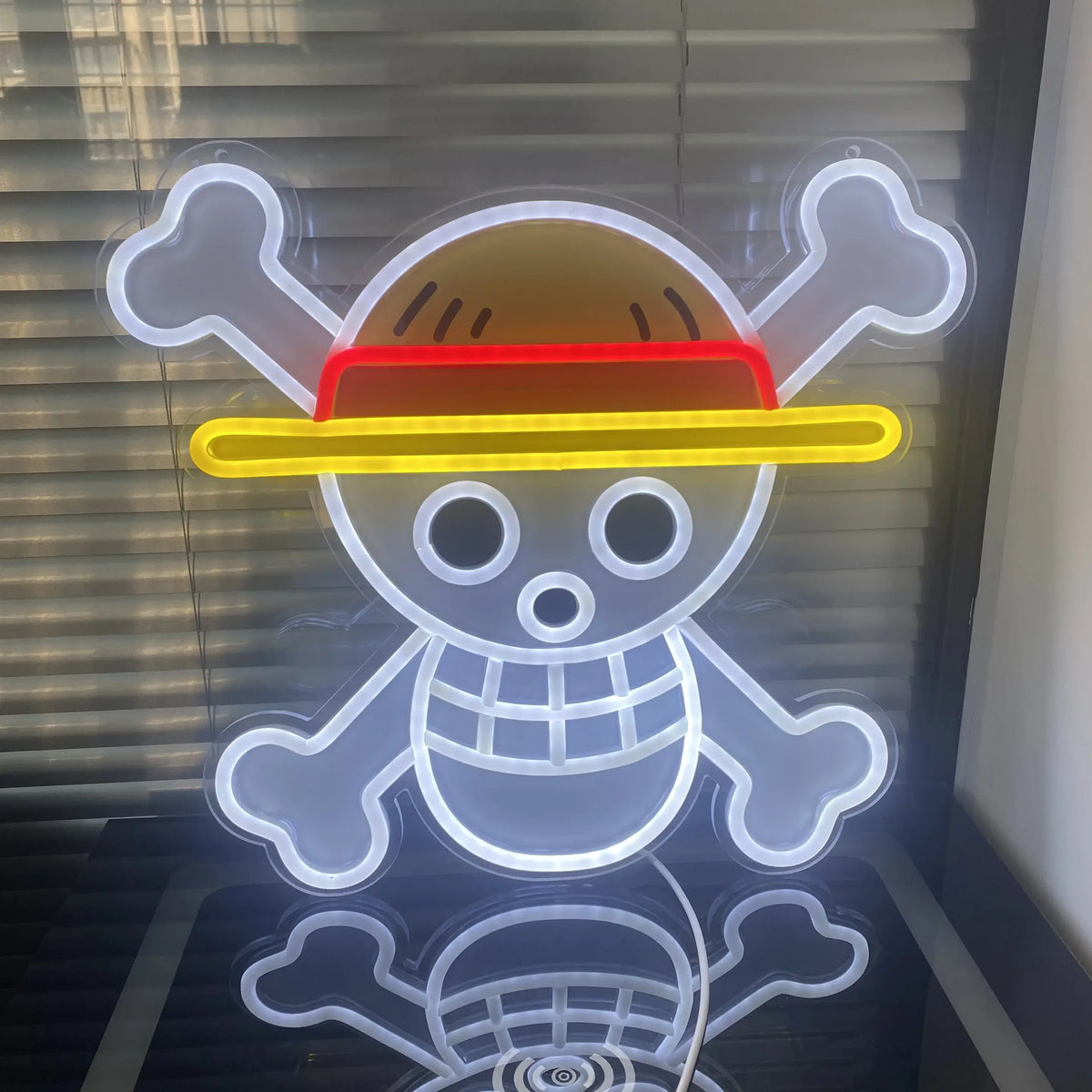 One Piece Luffy Acrylic Neon LED Light glowing in dark room anime home bar decoration