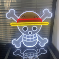 One Piece Luffy Acrylic Neon LED Light glowing in dark room anime home bar decoration