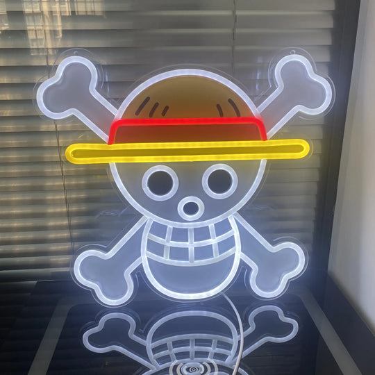 One Piece Luffy Acrylic Neon LED Light glowing in dark room anime home bar decoration