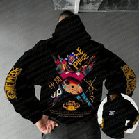 Chopper Hoodie One Piece Parent-Child Matching 100% premium cotton oversized fit long sleeve Tony Tony Chopper anime print unisex kids adults front view