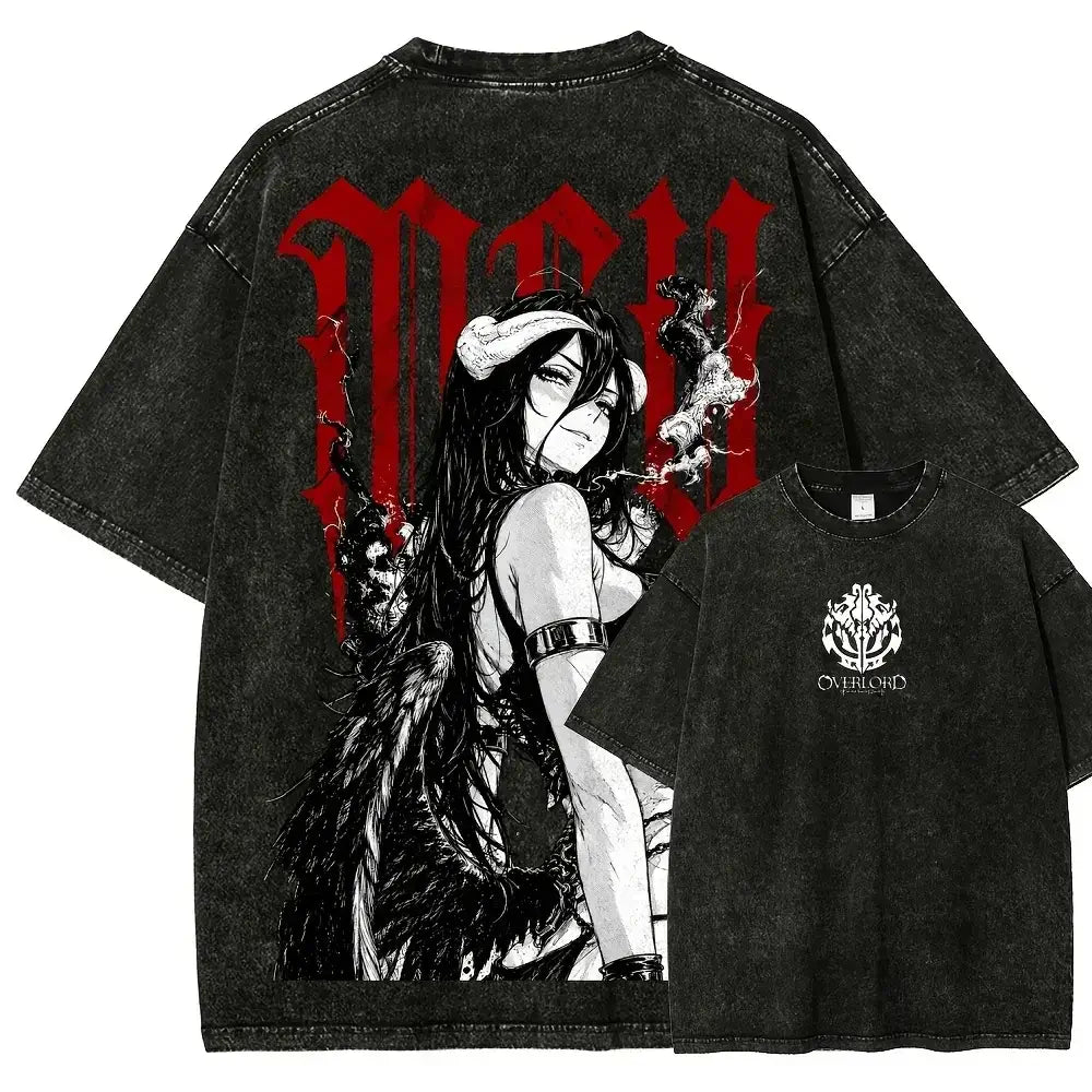 Albedo T-Shirt Overlord Vintage Washed Harajuku Oversized Tee