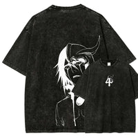 Ichigo Kurosaki Hollow Mask Washed T-Shirt back view with Zangetsu Bleach anime artwork