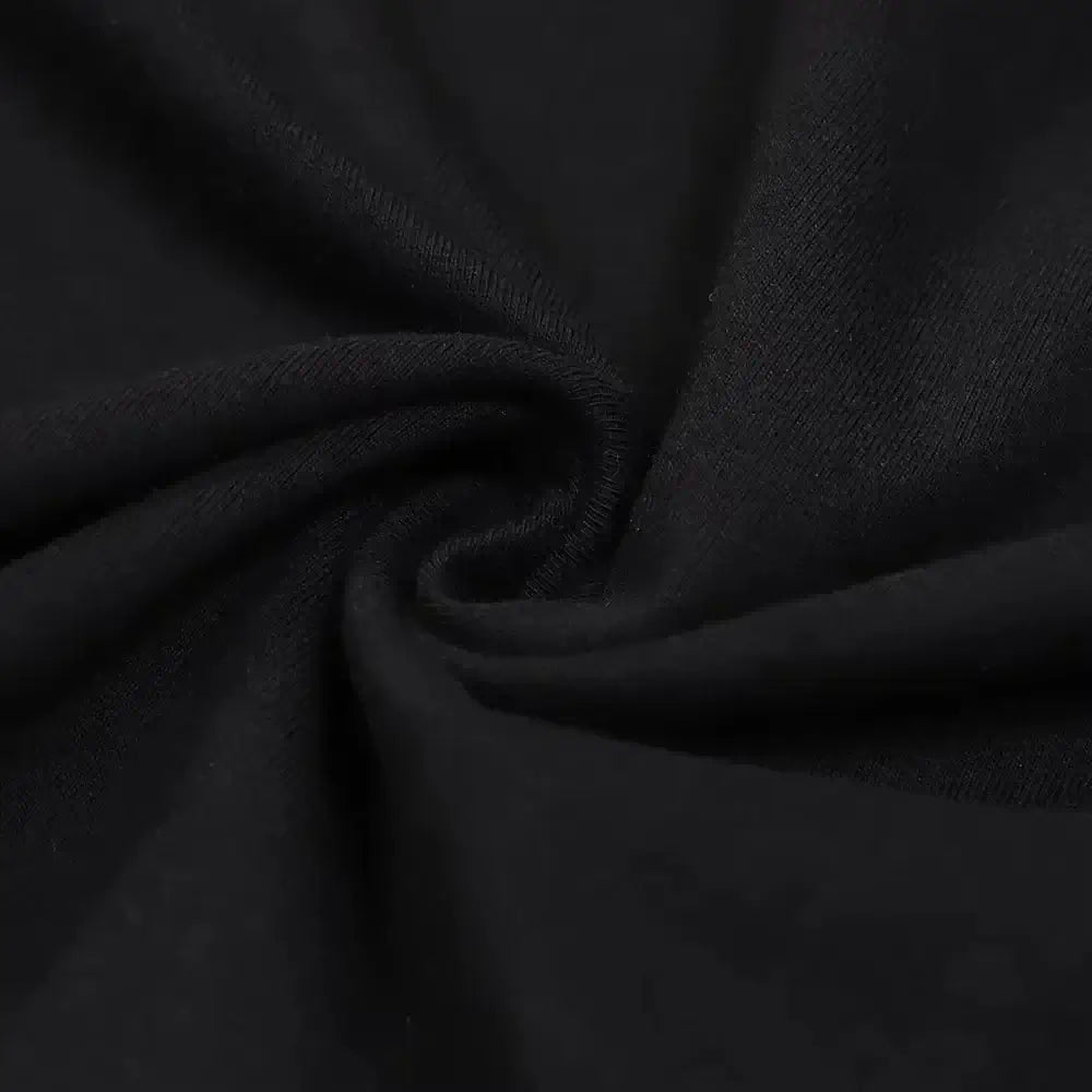Close-up of soft black fabric used in the Jujutsu Kaisen Sukuna Graphic T-Shirt by MINISO.