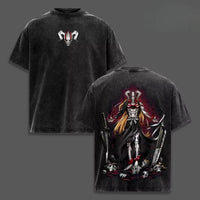Bleach T-Shirt Vintage Washed Anime Streetwear oversized nylon-cotton blend Y2K hip-hop Bleach anime graphic washed finish applique unisex S to XXXL front view