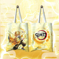 A stylish Shinobu Kocho Canvas Bag featuring a cute cartoon print of the Insect Hashira, designed as a small Japanese style shoulder handbag for women.