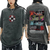 A vintage washed Demon Slayer Serpent Hashira Iguro Obanai T Shirt in a casual, oversized style for men and women.