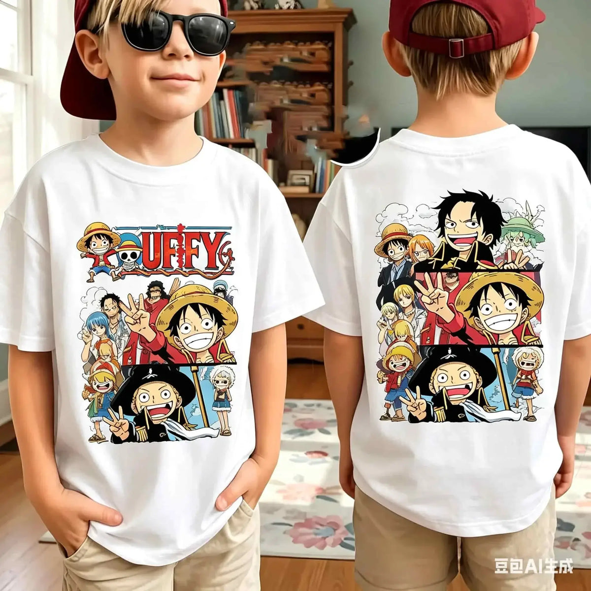 One Piece Zoro Luffy Men's T-Shirt Harajuku Family Matching short sleeve polyester sporty fit anime print unisex summer tee