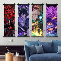 High-quality Uzumaki Naruto Posters wall art scroll featuring Sasuke Uchiha, Madara, and Might Guy for anime home decor.