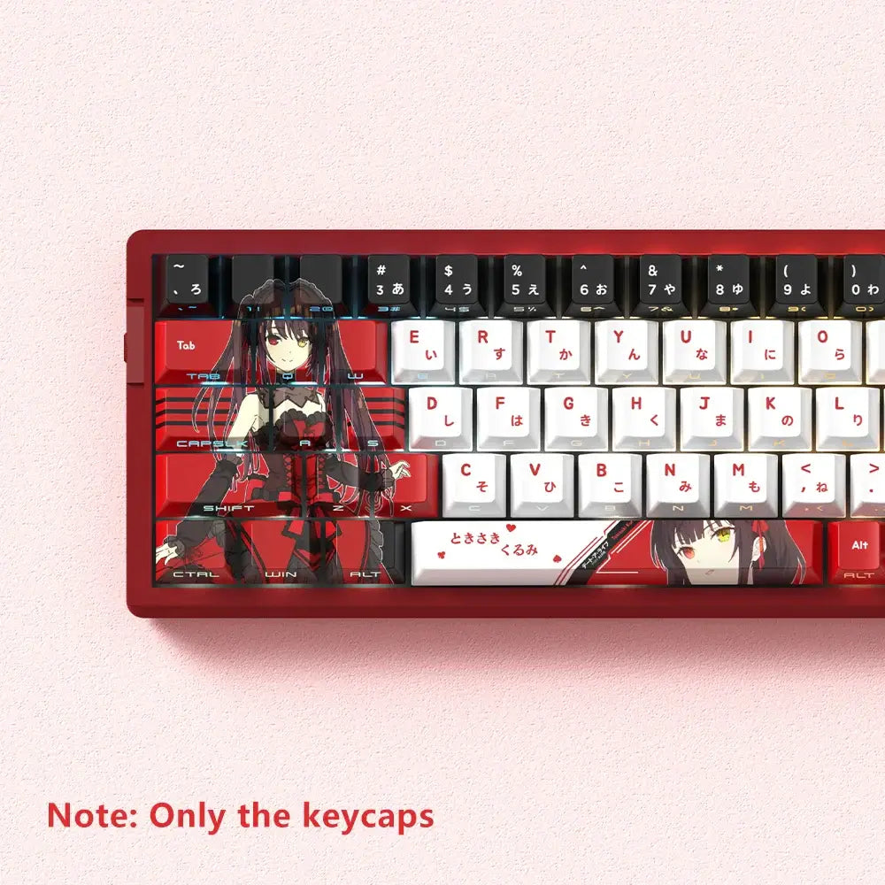 Close-up of Cherry Profile Anime Japanese PBT Keycaps Side-Engraved anime legends detail quality