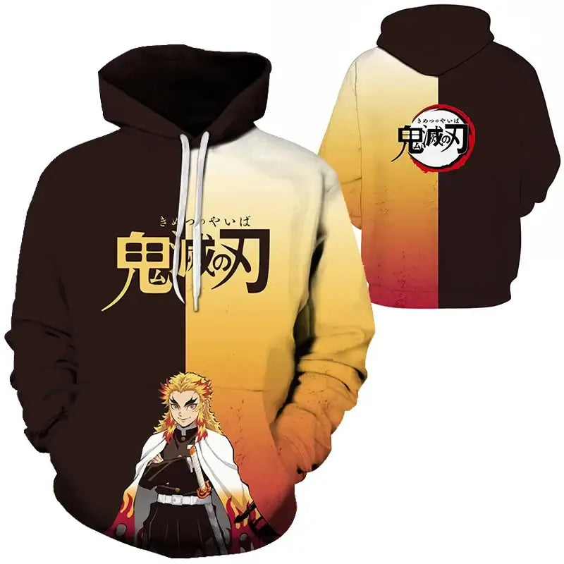 A trendy 3D Anime Hoodie featuring a funny graphic print, designed as an oversized hip-hop pullover for men and women.