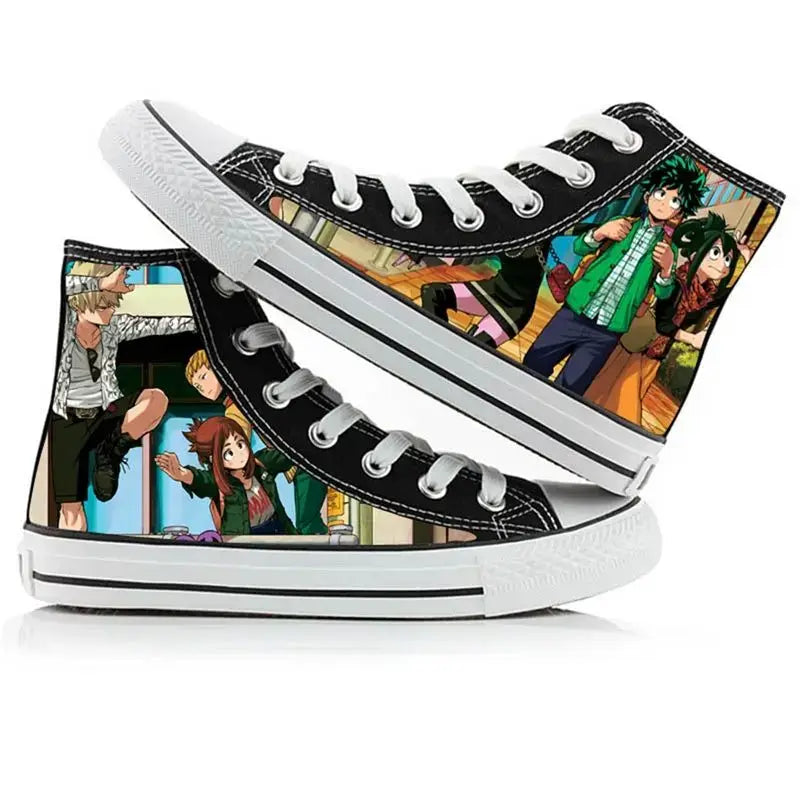 Breathable My Hero Academia Canvas Shoes featuring Izuku Midoriya anime art, designed as comfortable high-top student sneakers.