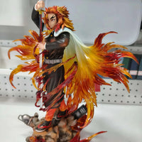 A highly detailed 30cm PVC Rengoku Kyoujurou Figure showcasing the Flame Hashira in a dynamic anime battle stance.