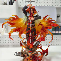 A highly detailed 30cm PVC Rengoku Kyoujurou Figure showcasing the Flame Hashira in a dynamic anime battle stance.