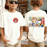 Zoro kids t-shirt One Piece Harajuku pure cotton short sleeve summer top featuring Roronoa Zoro and Luffy anime print for boys