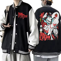 A trendy Dandadan Okarun Jacket featuring Japanese manga art of Ken Takakura, styled as fashion streetwear for men and women.